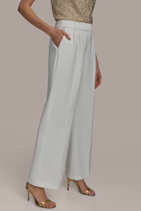 Donna Karan WIDE PANT WITH PLEATS CREAM