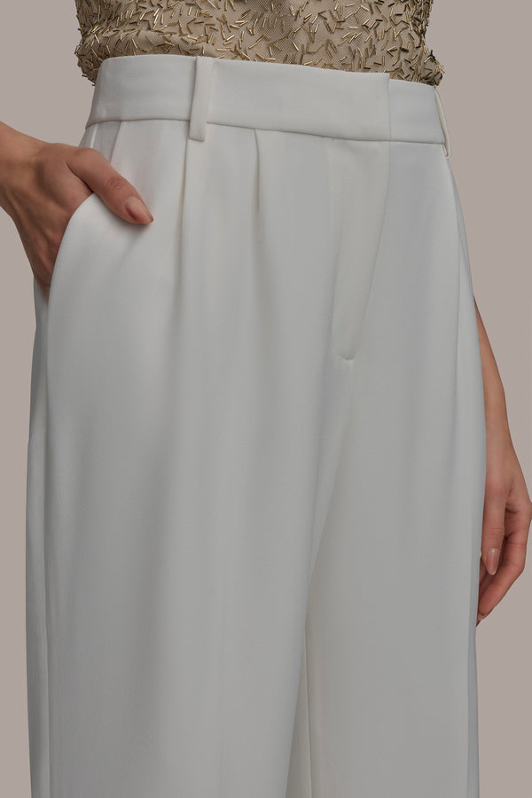 Donna Karan WIDE PANT WITH PLEATS CREAM