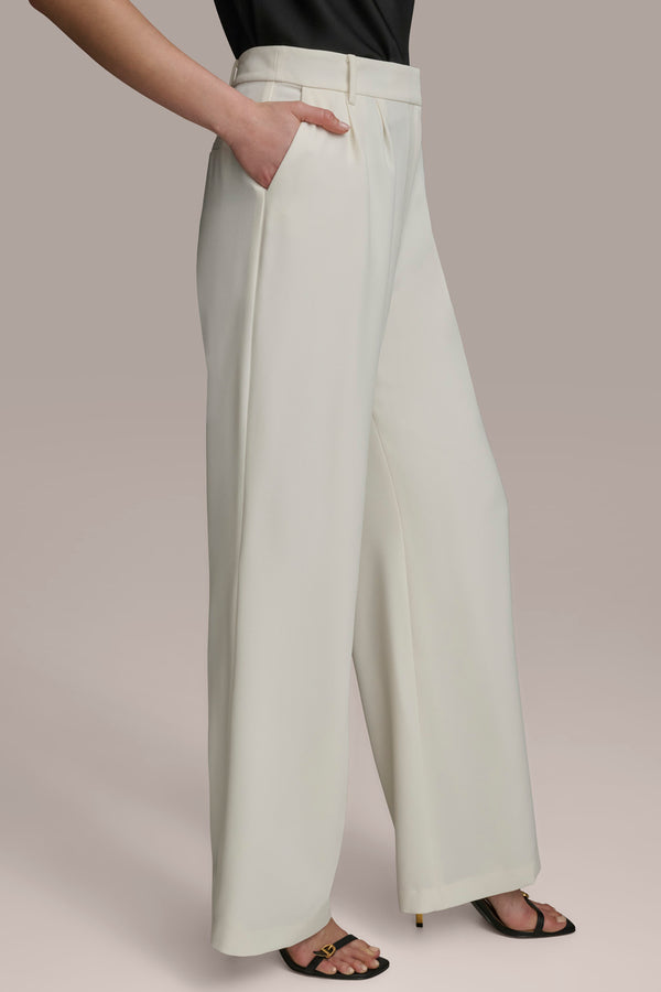 Donna Karan WIDE PANT WITH PLEATS CREAM