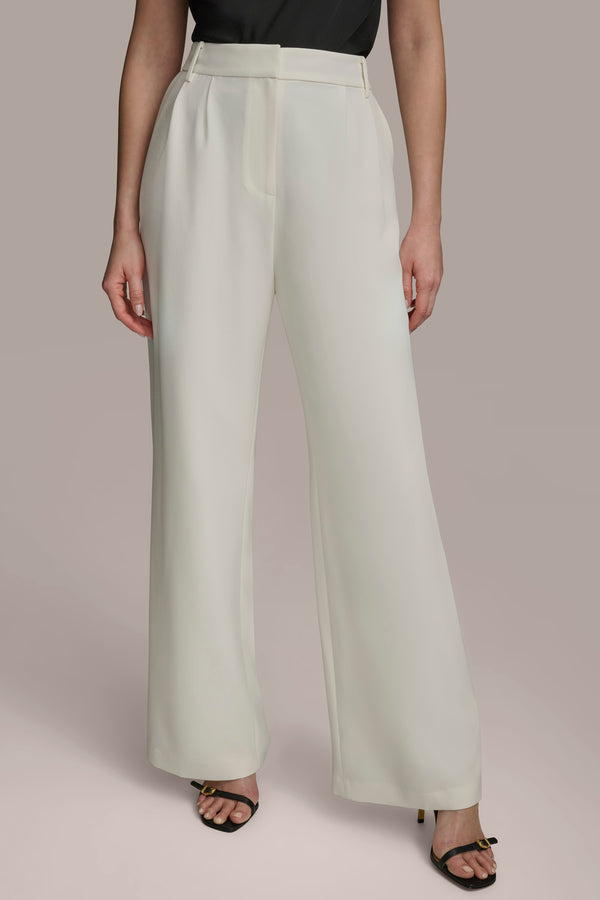 donna karan WIDE PANT WITH PLEATS CREAM