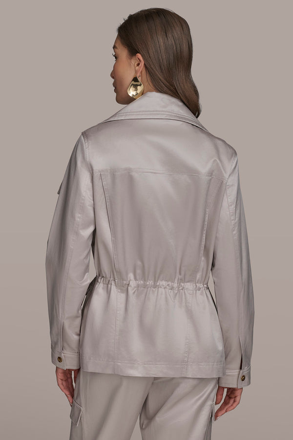Donna Karan ZIP FRONT JACKET WITH POCKETS CLAY