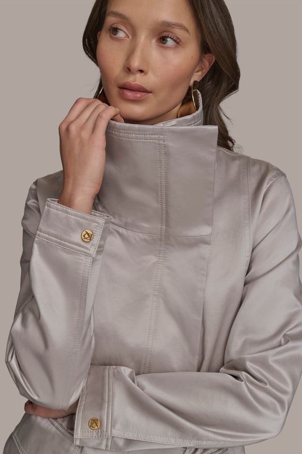 Donna Karan ZIP FRONT JACKET WITH POCKETS CLAY