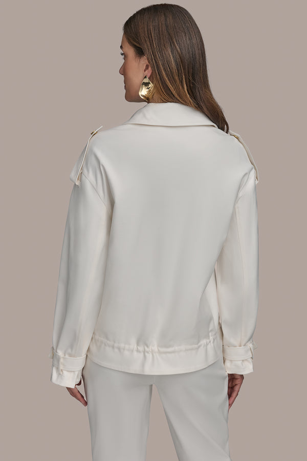 Donna Karan ZIP JACKET WITH PATCH POCKETS Cream