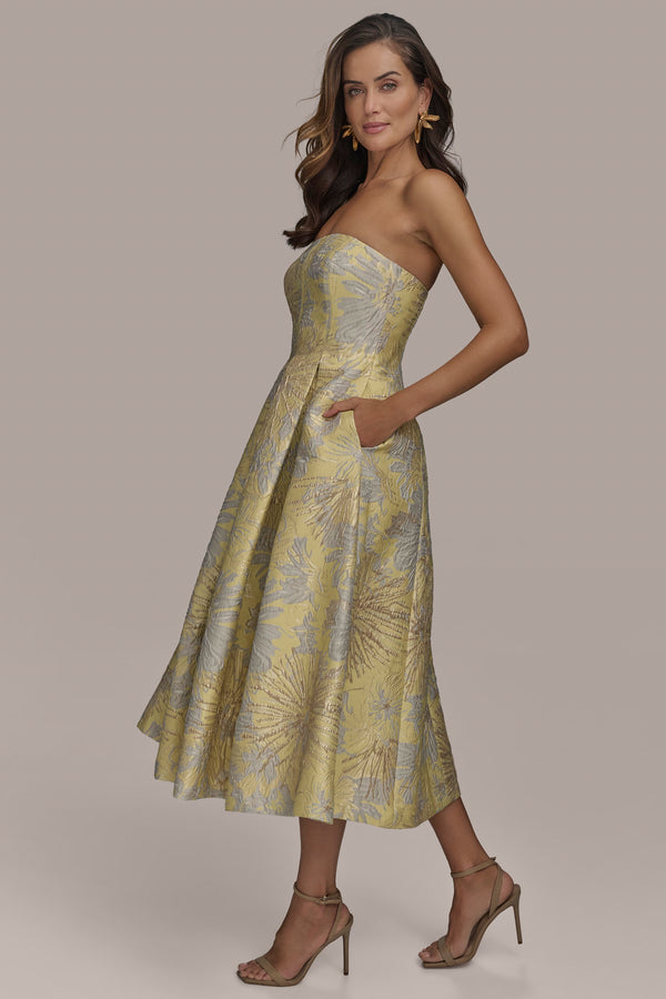 Donna Karan FIT AND FLARE COCKTAIL DRESS PANNACOTTA MULTI