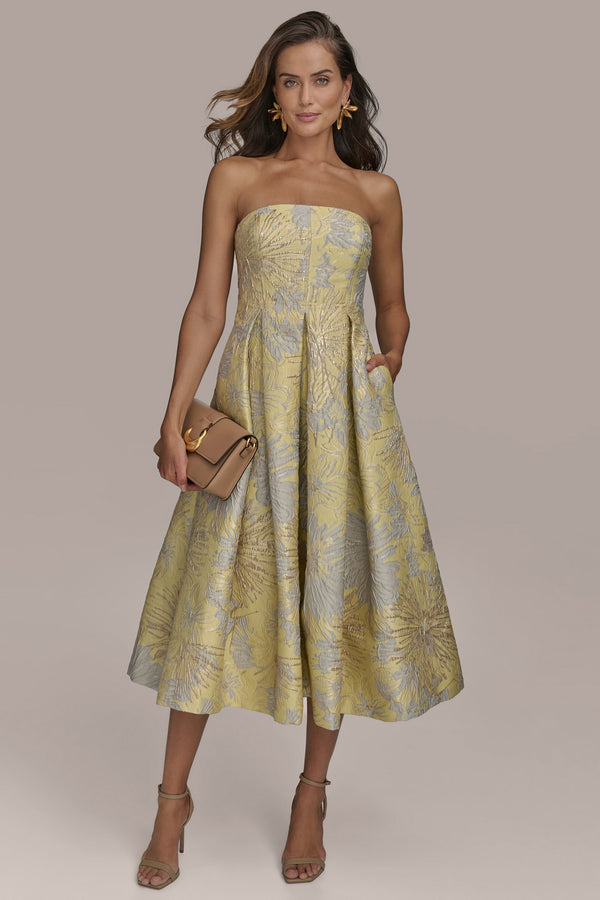 Donna Karan FIT AND FLARE COCKTAIL DRESS PANNACOTTA MULTI