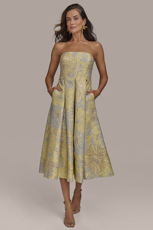 donna karan FIT AND FLARE COCKTAIL DRESS PANNACOTTA MULTI