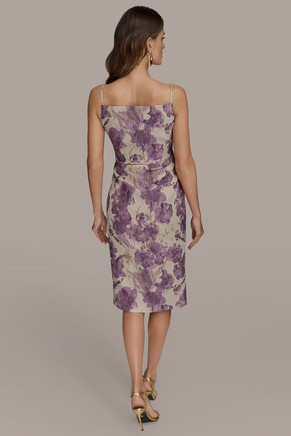 Donna Karan FLORAL BROCADE SHEATH DRESS Wisteria Multi