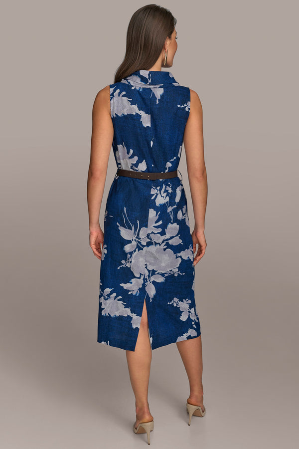 Donna Karan FLORAL MOCK NECK SHIFT DRESS MARBELLA MULTI