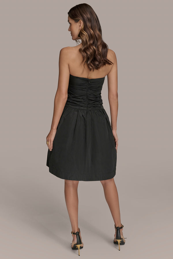 Donna Karan GATHERED FIT AND FLARE COCKTAIL DRESS Black