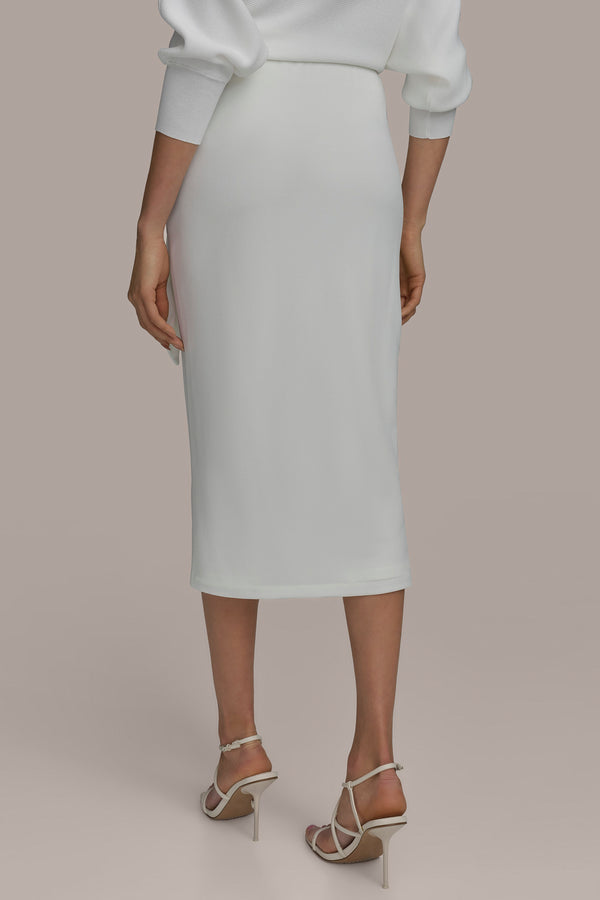 Donna Karan GATHERED WAIST WITH HARDWARE SKIRT CREAM