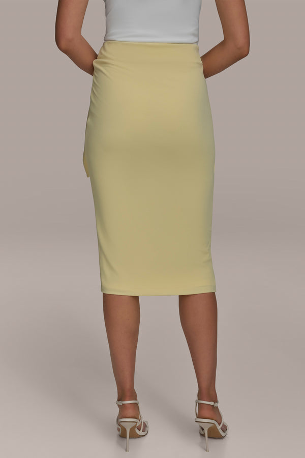 Donna Karan GATHERED WAIST WITH HARDWARE SKIRT PANNA COTTA