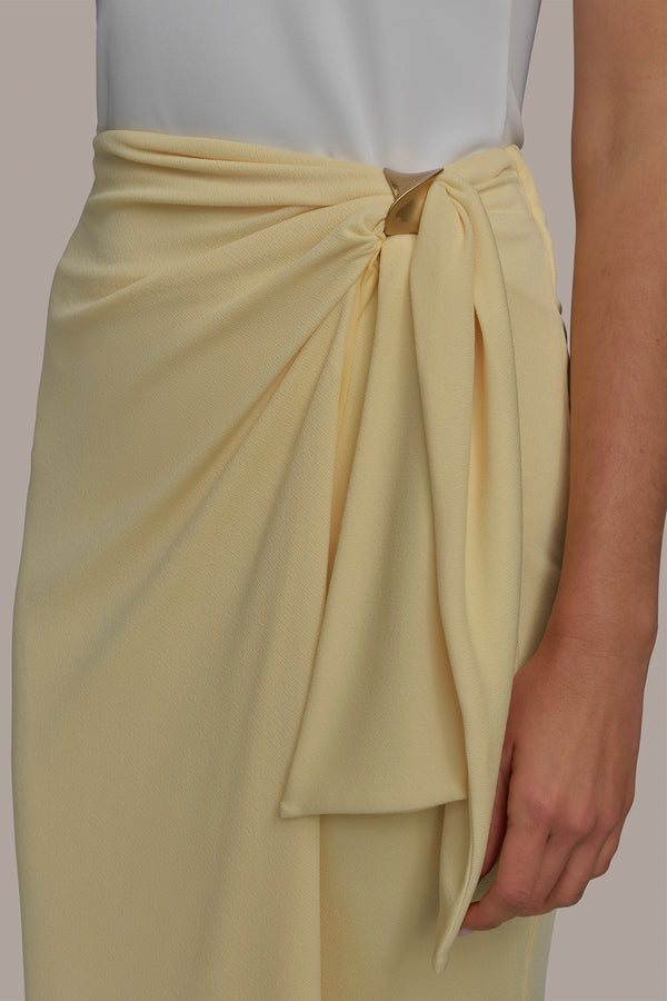 Donna Karan GATHERED WAIST WITH HARDWARE SKIRT PANNA COTTA