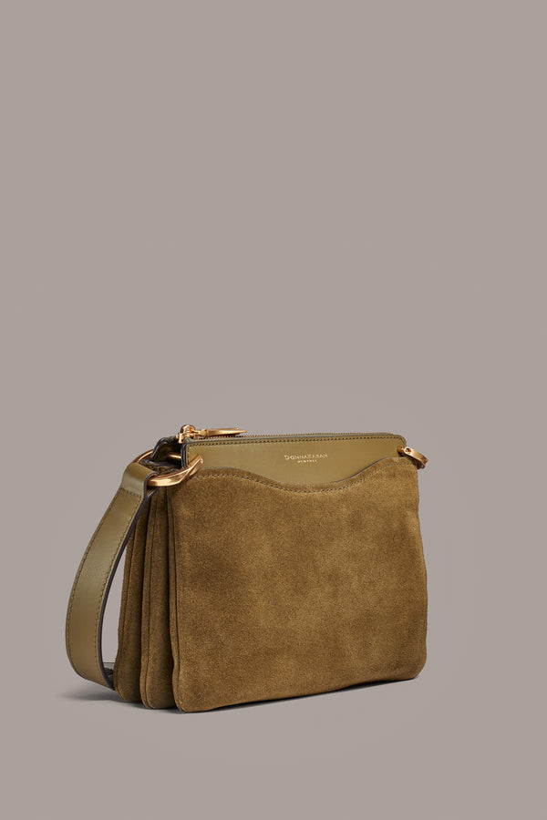 Donna Karan GLENWOOD SUEDE CROSSBODY BAG Smoky Olive