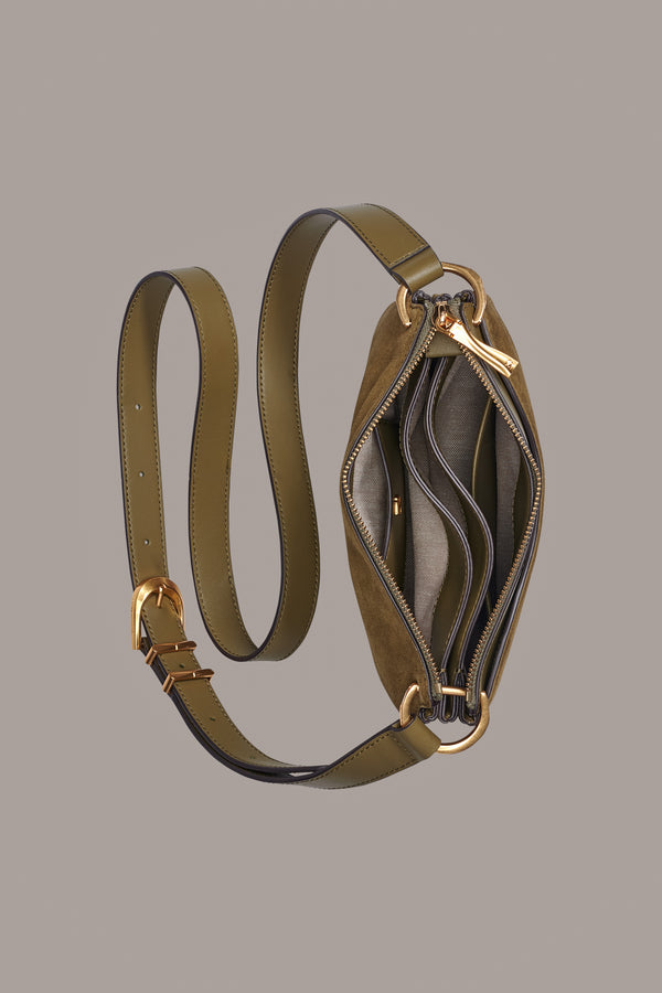 Donna Karan GLENWOOD SUEDE CROSSBODY BAG Smoky Olive