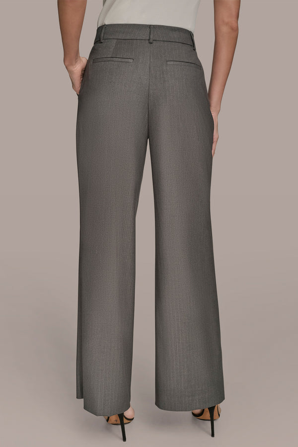 Donna Karan HIGH-RISE PINSTRIPE STRAIGHT-LEG PANT GREY/SILVER