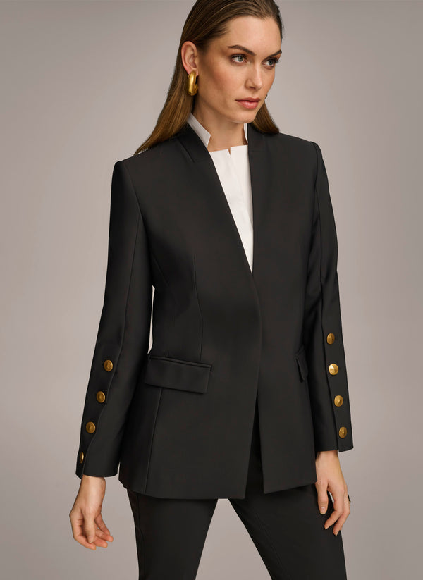 Donna Karan JACKET WITH BUTTON DETAILS ON SLEEVE Black
