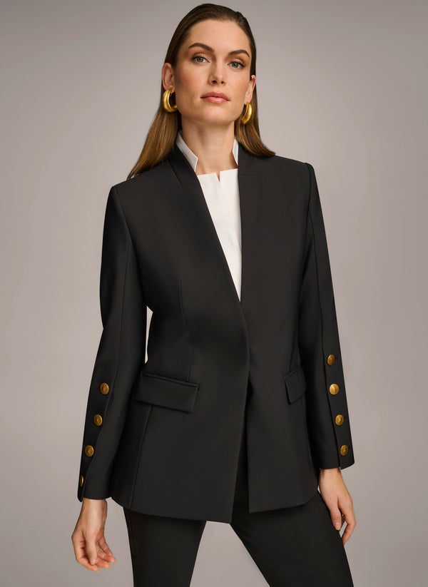 donna karan JACKET WITH BUTTON DETAILS ON SLEEVE Black