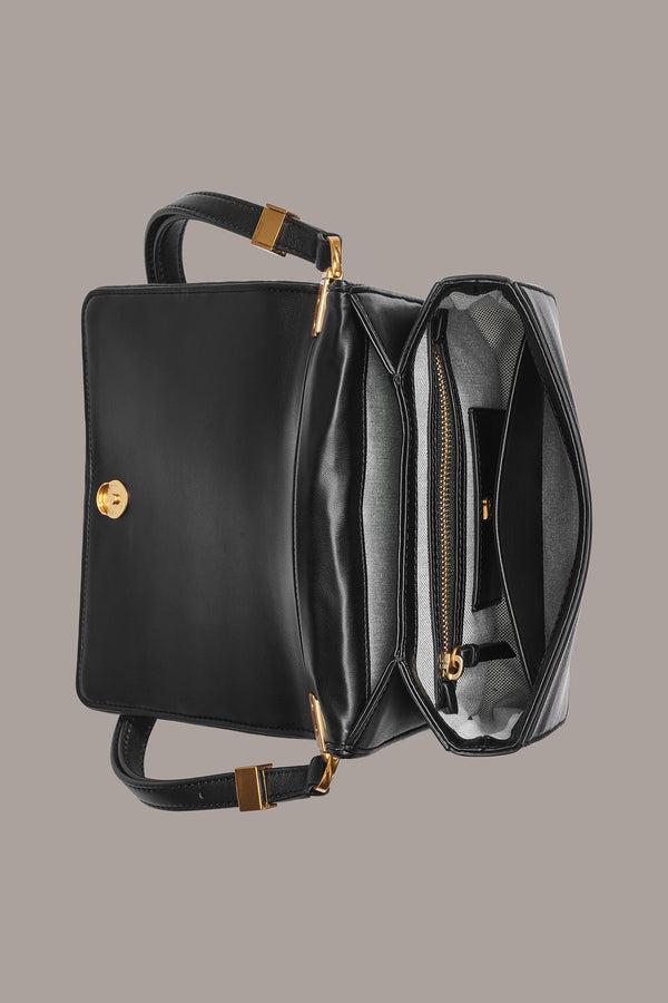 Donna Karan JERICHO FLAP CONVERTIBLE SHOULDER BAG Black