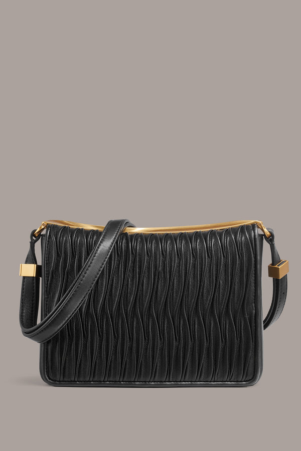 donna karan JERICHO FLAP CONVERTIBLE SHOULDER BAG Black