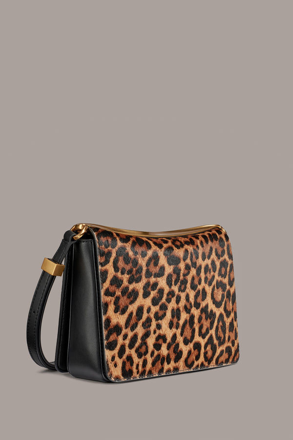 Donna Karan JERICHO LEOPARD FLAP CONVERTIBLE SHOULDER BAG Black/Leopard