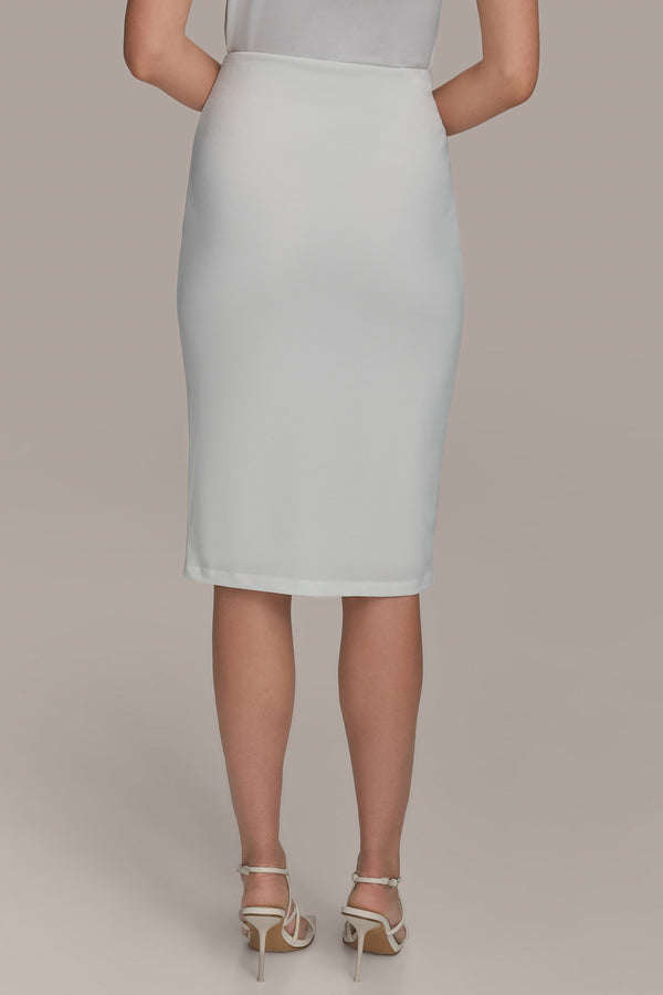 Donna Karan KNIT SKIRT WITH BRUSHSTROKE PRINT CREAM/GOLD