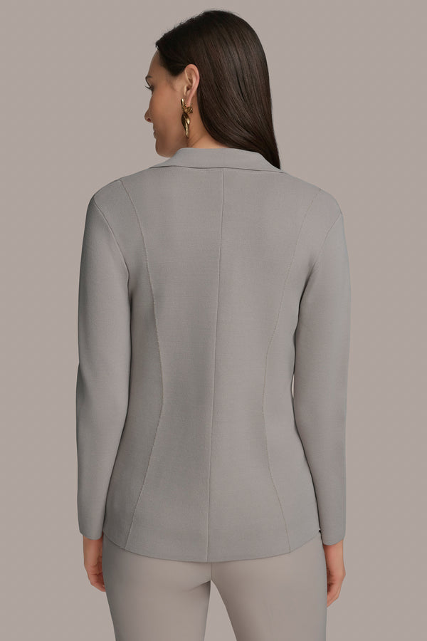 Donna Karan LONG SLEEVE BUTTON UP SWEATER JACKET CLAY