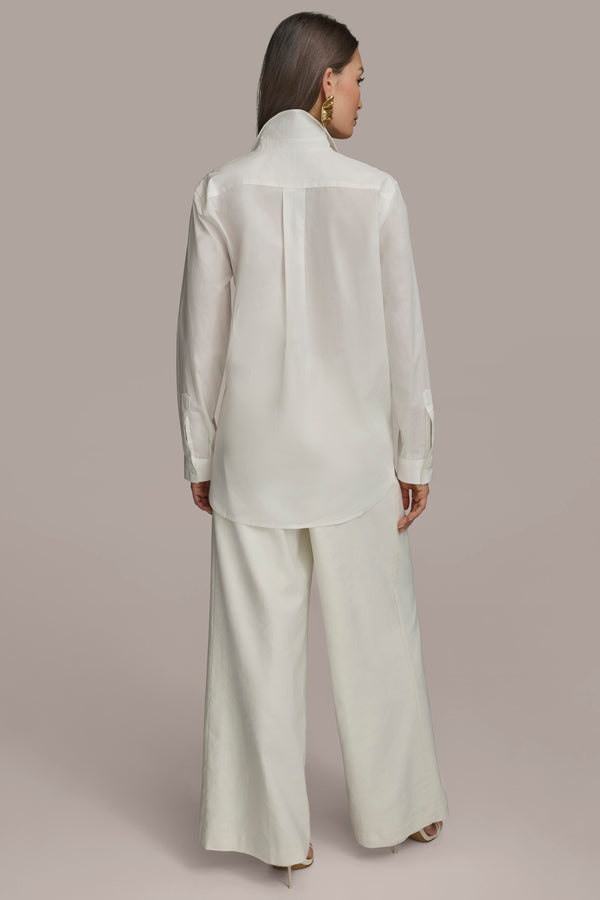 Donna Karan LONG SLEEVE TUNIC WITH BRUSHSTROKE PART CREAM/GOLD