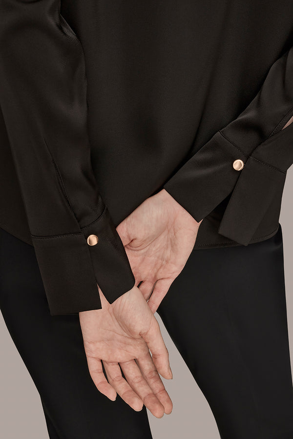 Donna Karan LONG SLEEVE WITH KEYHOLE HARDWARE Black