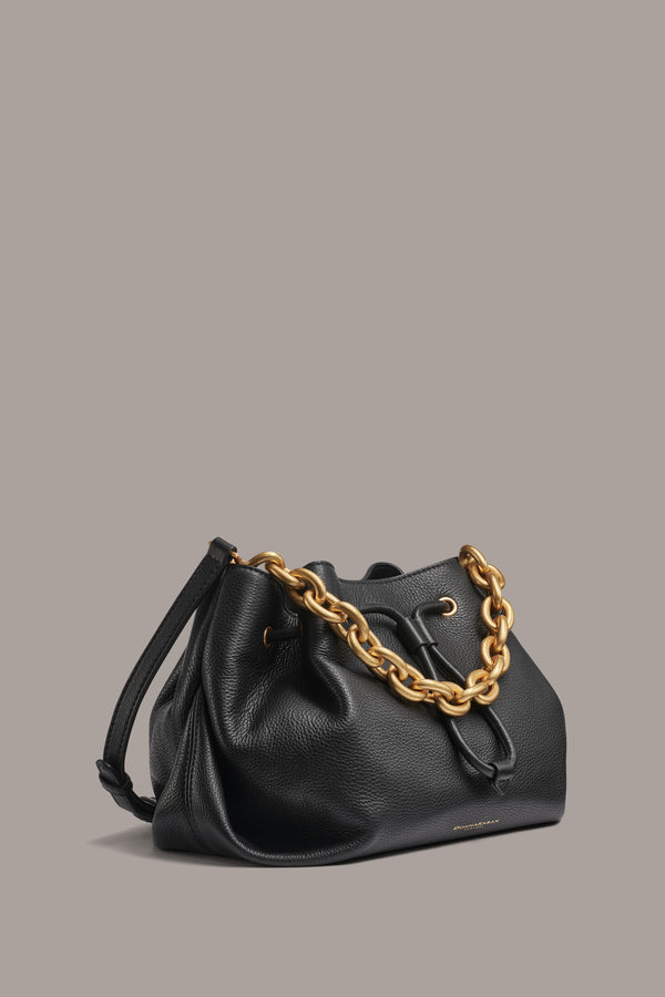 Donna Karan LYNDON DRAWSTRING CROSSBODY BAG Black / Gold