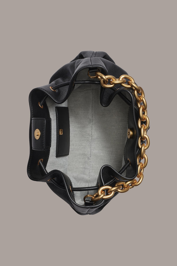 Donna Karan LYNDON DRAWSTRING CROSSBODY BAG Black / Gold