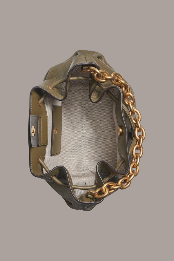 Donna Karan LYNDON DRAWSTRING CROSSBODY BAG Smoky Olive