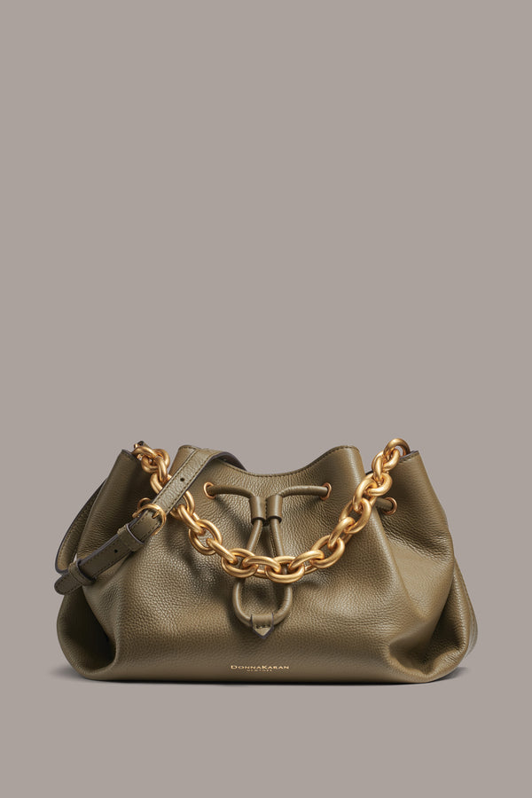 donna karan LYNDON DRAWSTRING CROSSBODY BAG Smoky Olive
