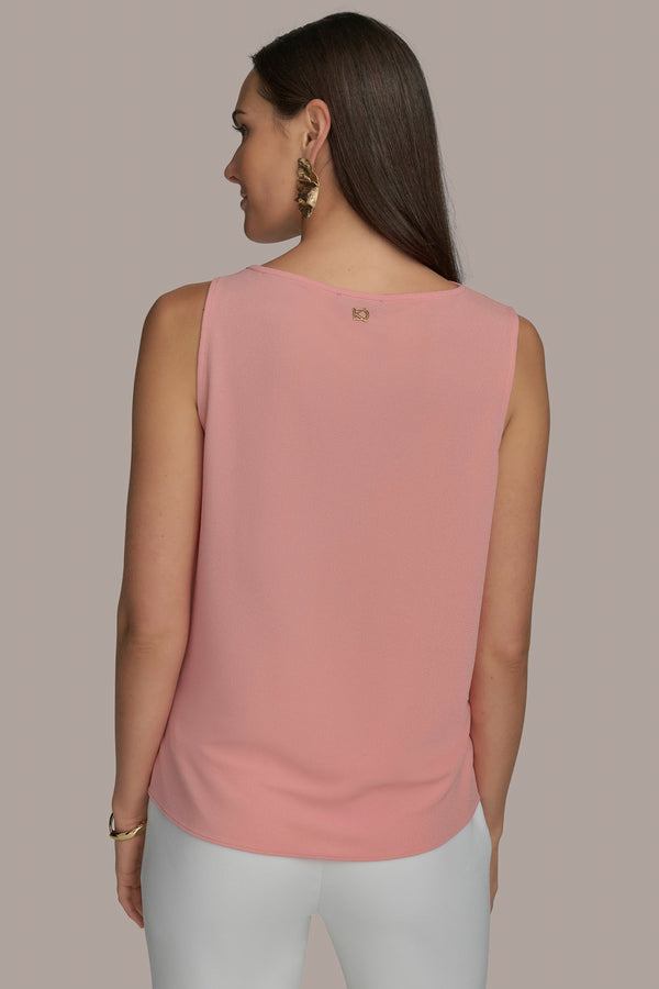 Donna Karan METALLIC SLEEVELESS HIGH COWL BLOSSOM/GOLD