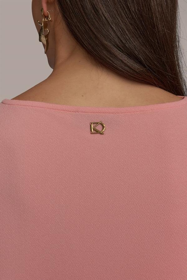 Donna Karan METALLIC SLEEVELESS HIGH COWL BLOSSOM/GOLD