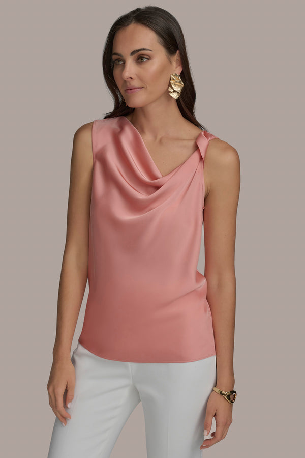 donna karan METALLIC SLEEVELESS HIGH COWL BLOSSOM/GOLD
