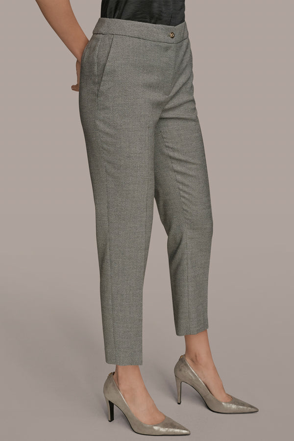 Donna Karan MID-RISE SLIM ANKLE SUIT PANT HEATHER IRON MULTI