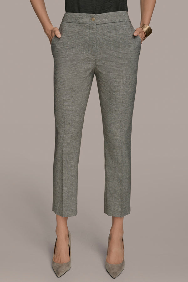 donna karan MID-RISE SLIM ANKLE SUIT PANT HEATHER IRON MULTI