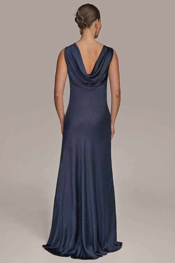 Donna Karan ONE-SHOULDER EMBELLISHED GOWN Nightfall