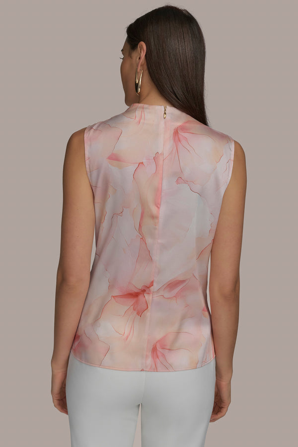 Donna Karan PART SLEEVELESS WITH HARDWARE WAIST APRICOT MULTI