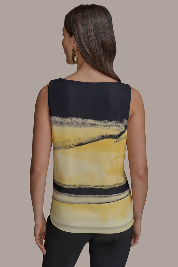 Donna Karan PART SLEEVELESS WITH U-HARDWARE NECK LIMONCELLO MULTI