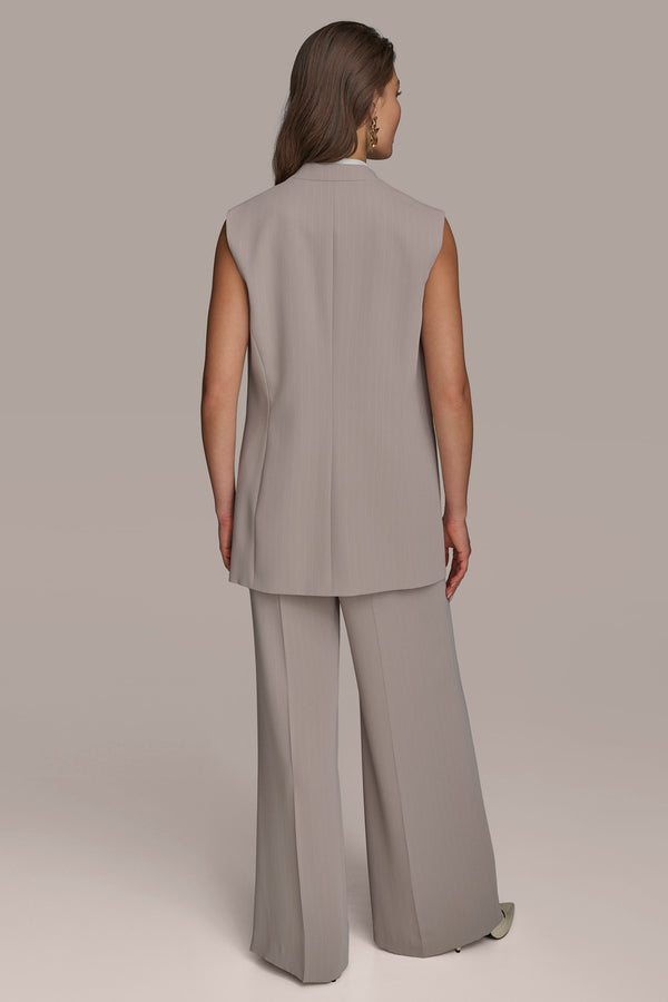 Donna Karan PINSTRIPE DOUBLE BREASTED VEST Cobblestone/Cream Stripe