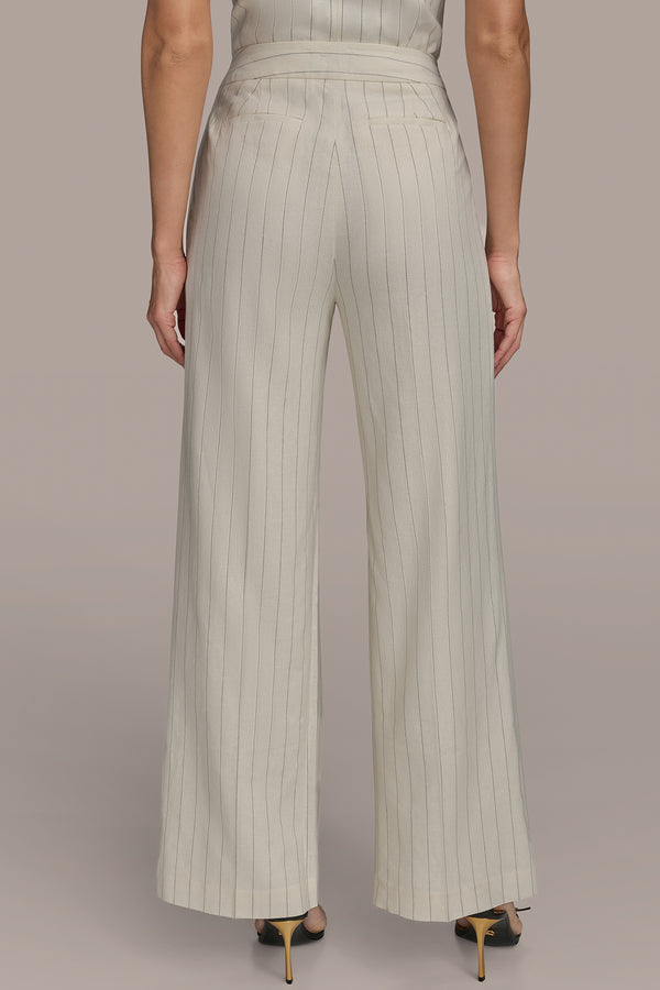 Donna Karan PINSTRIPE STRAIGHT LEG PANT CREAM/BLACK