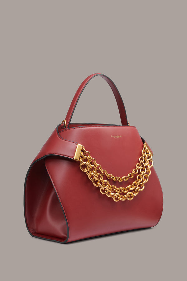 Donna Karan PLANDOME CHAIN-EMBELLISHED SATCHEL BAG CLARET