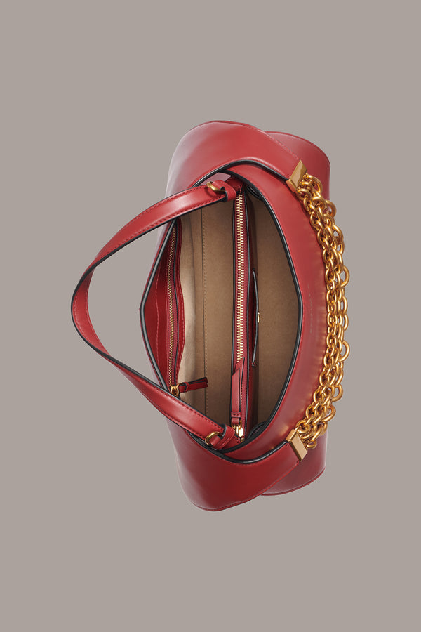 Donna Karan PLANDOME CHAIN-EMBELLISHED SATCHEL BAG CLARET