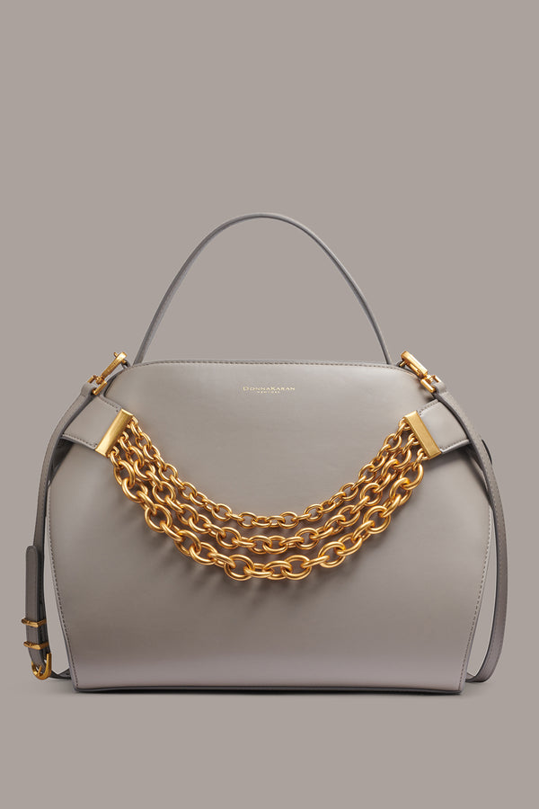 donna karan PLANDOME CHAIN-EMBELLISHED SATCHEL BAG Cloud