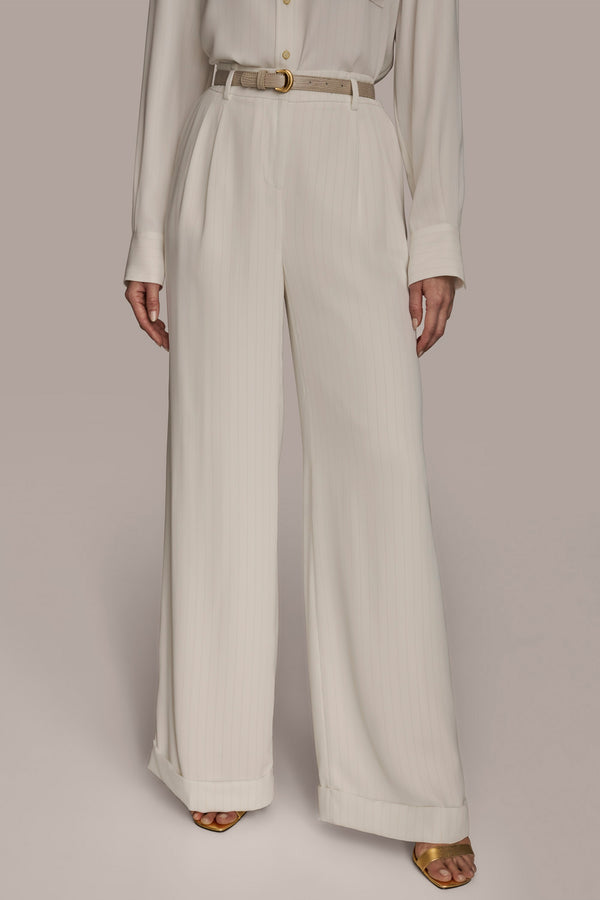 donna karan PLEATED WIDE LEG SUIT PANT CREAM/TUSCAN GREY