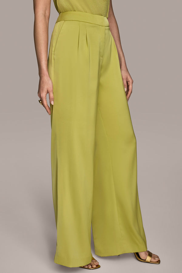 Donna Karan PLEATED WIDE LEG SUIT PANT SCUFFED CITRON