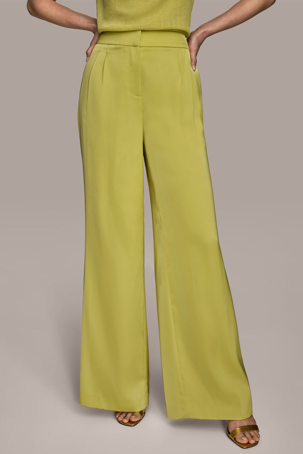donna karan PLEATED WIDE LEG SUIT PANT SCUFFED CITRON