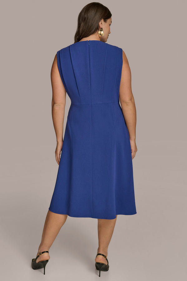 Donna Karan PLUS SIZE VNECK A LINE MIDI DRESS Cosmos