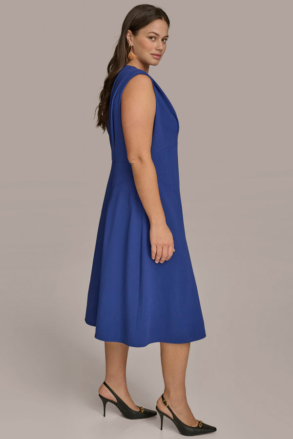 Donna Karan PLUS SIZE VNECK A LINE MIDI DRESS Cosmos